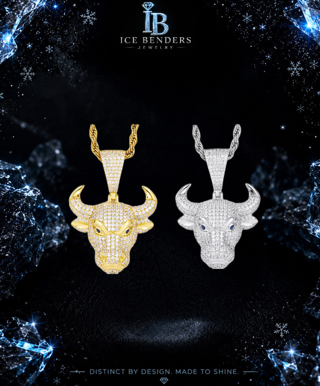 Iced Out Bull Head Pendant