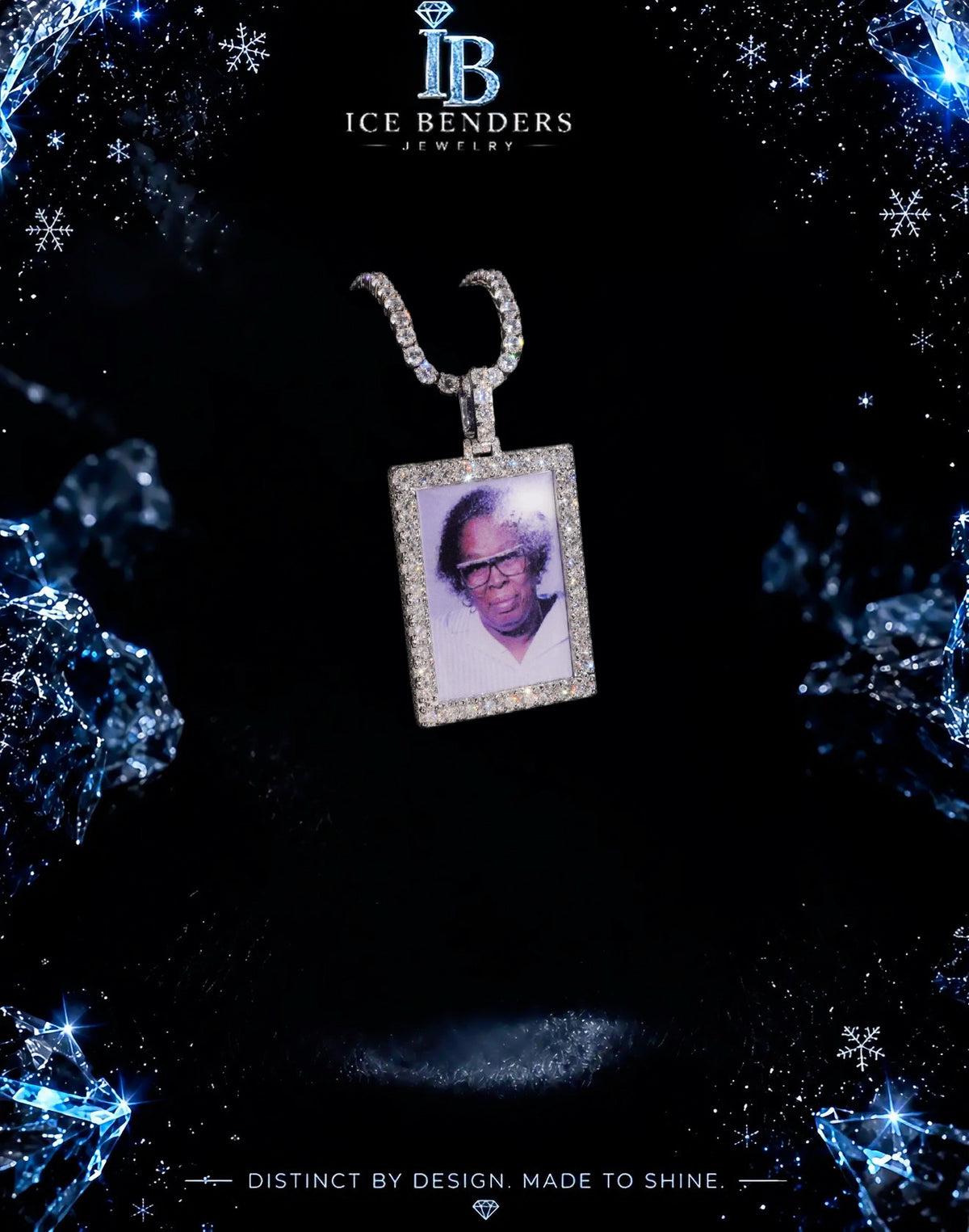Rectangular Photo Memory Moissanite Pendant