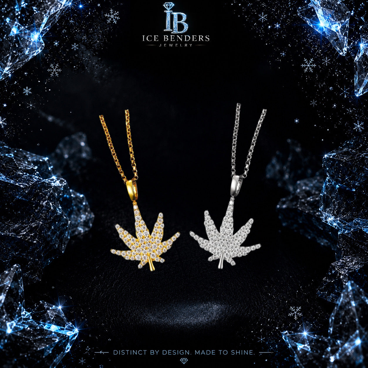 Iced Out Marijuana Leaf Moissanite Pendant