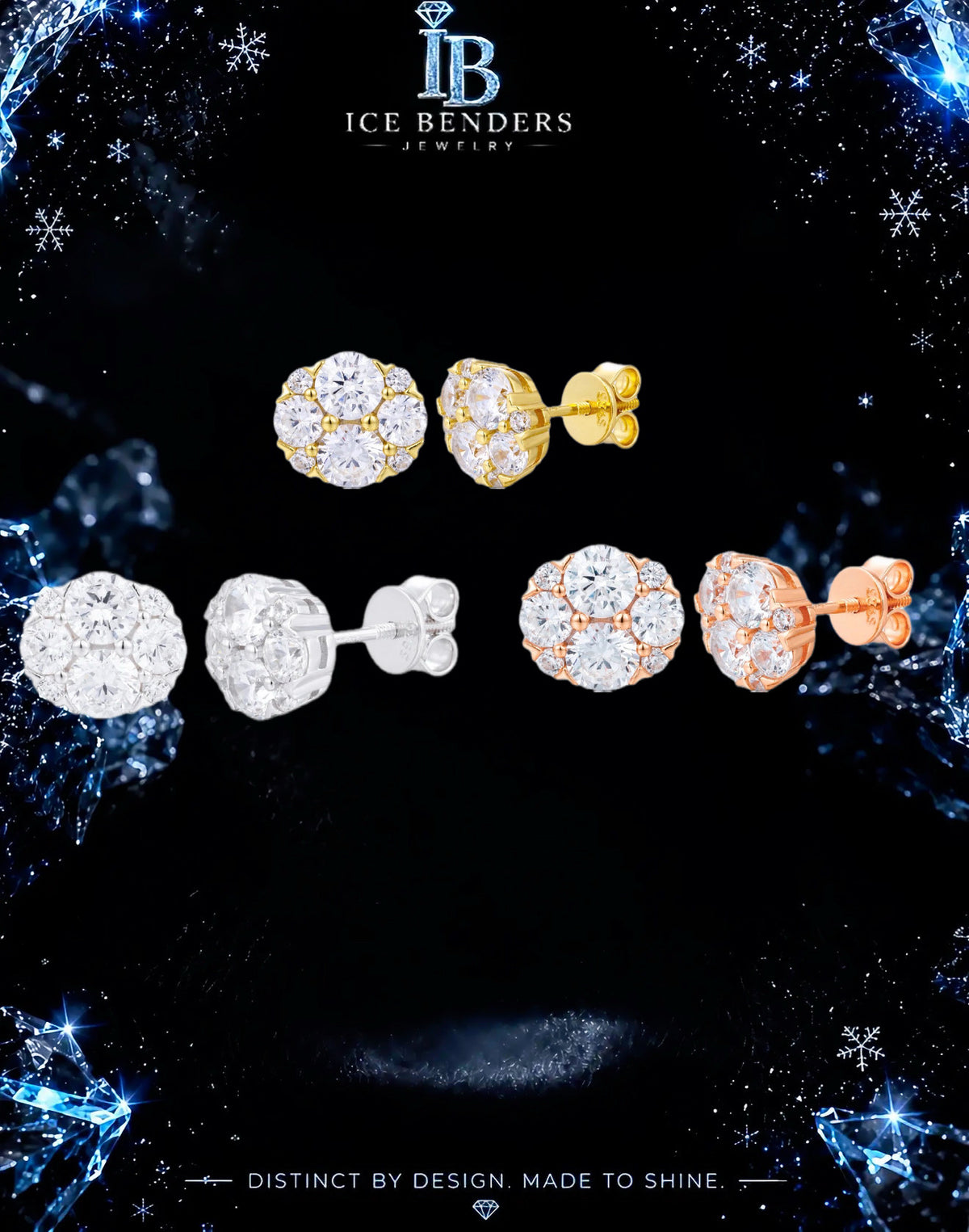Geometric Setting Moissanite Stud Earrings