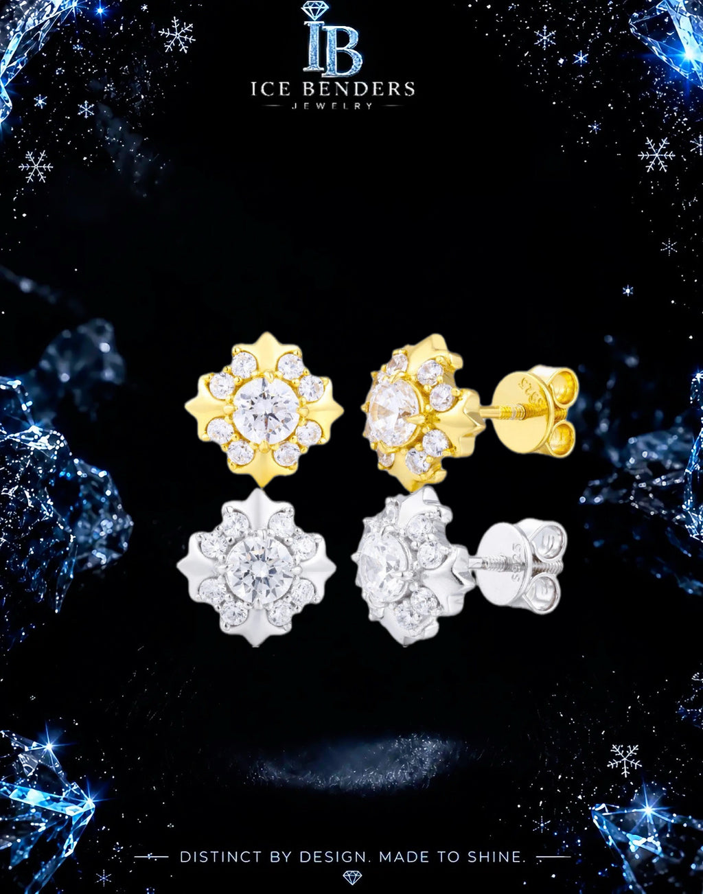 Iced Out Moissanite Unique Star Stud Earrings