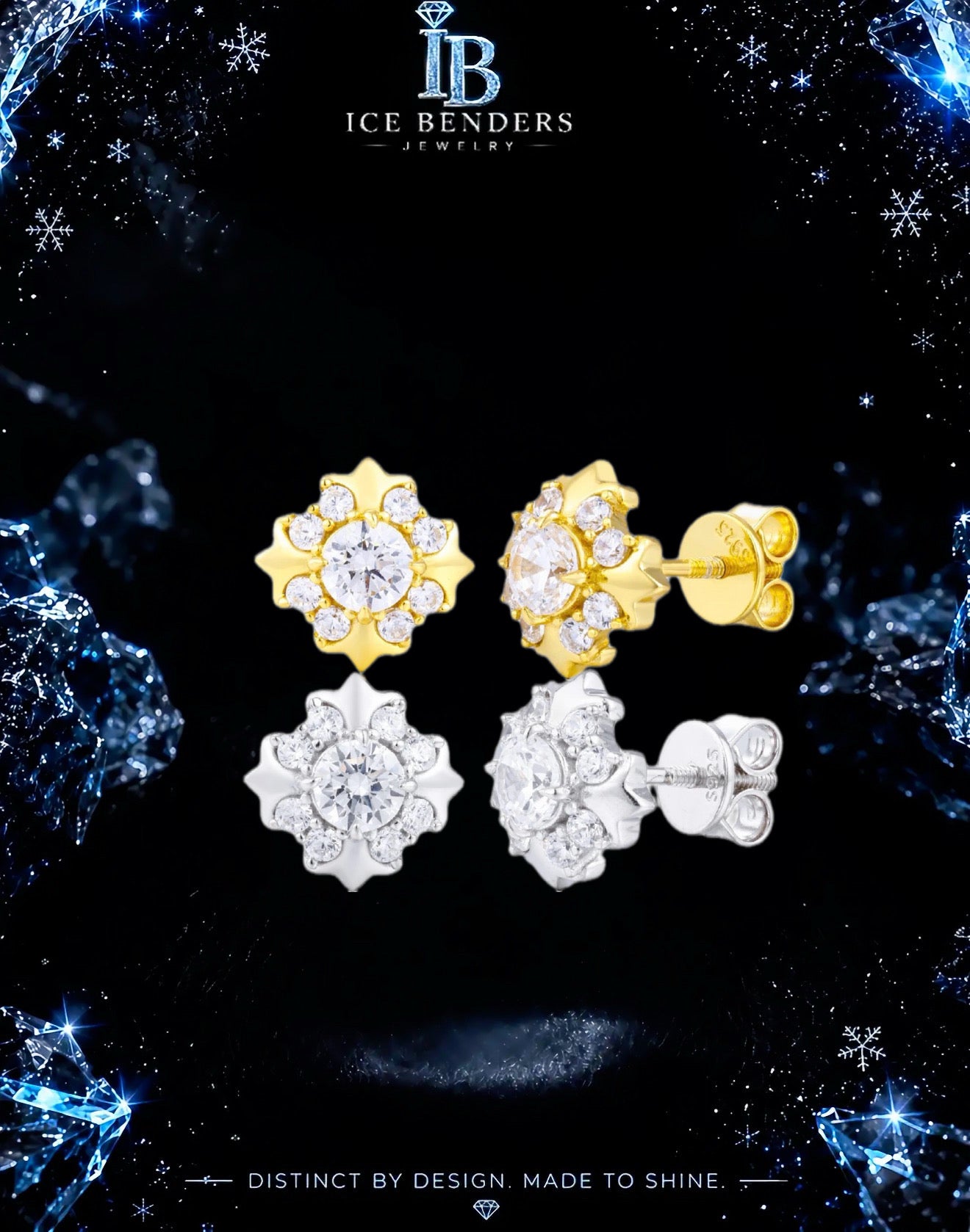 Iced Out Moissanite Unique Star Stud Earrings