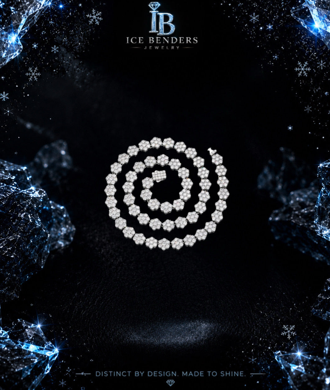 Honeycomb Flower Moissanite Tennis Chain Necklace