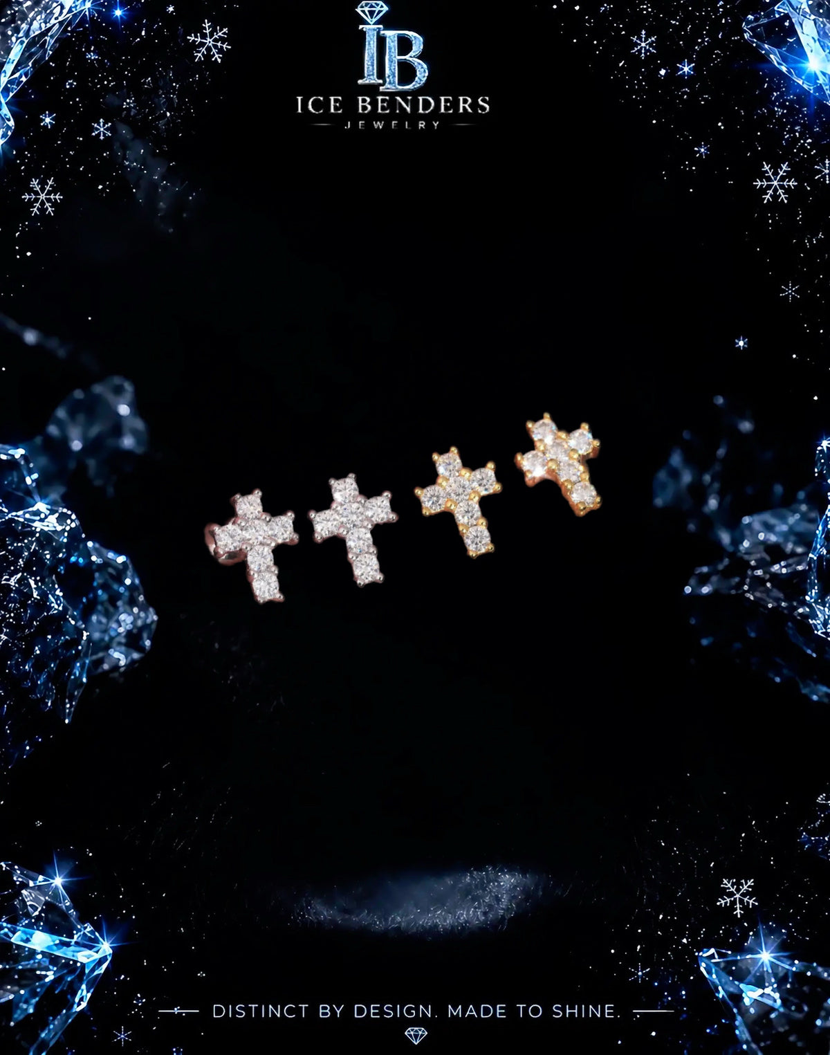 Mini Moissanite Cross Screw Back Stud Earrings