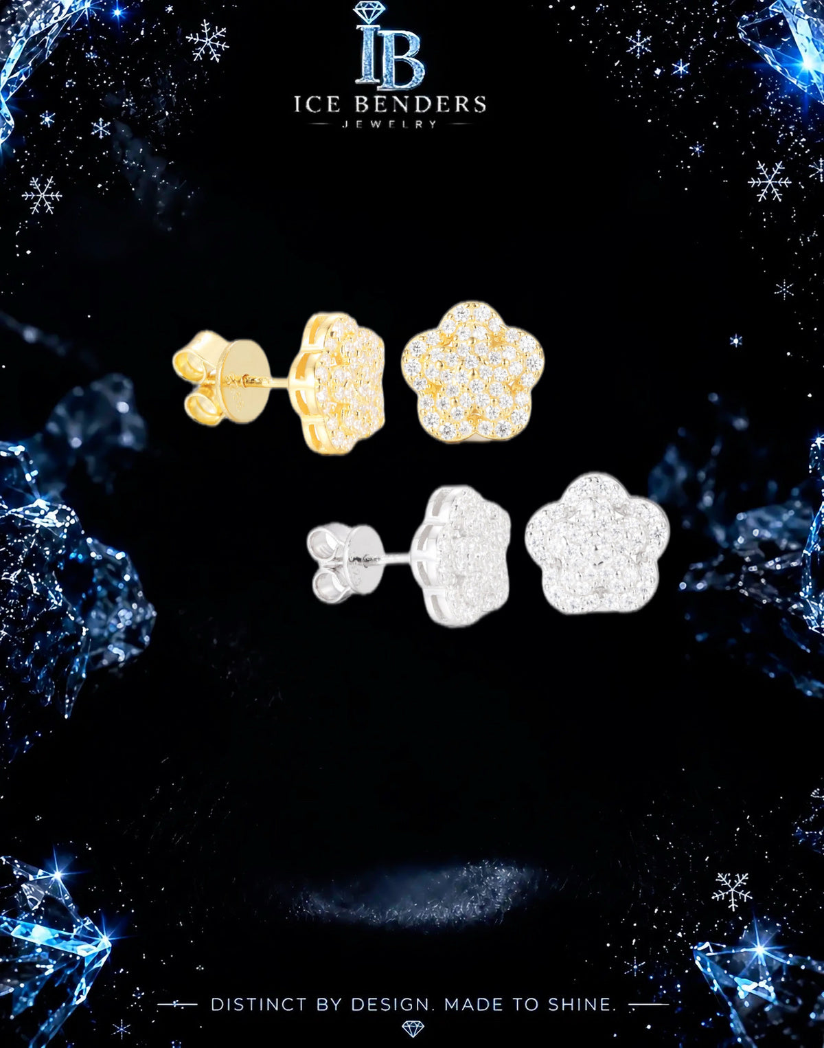 Pave setting Flower Stud Earrings