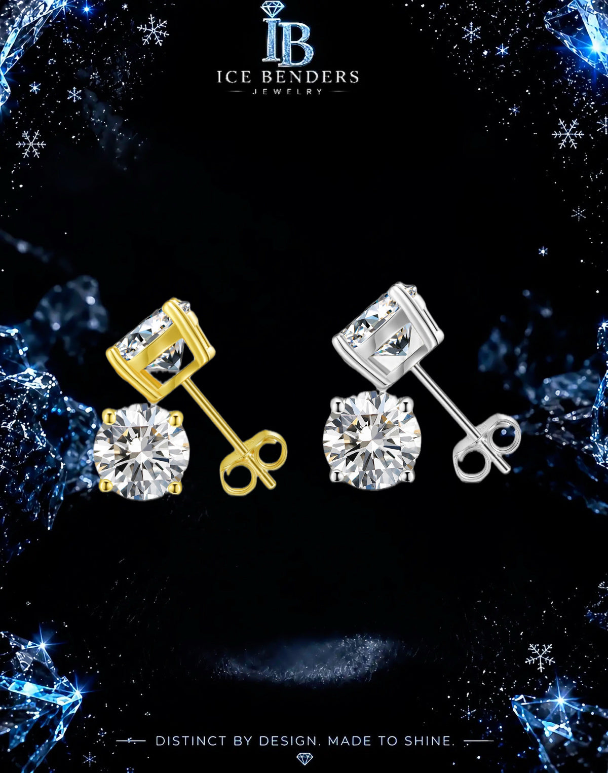 Moissanite Round Brilliant Cut Stud Earrings