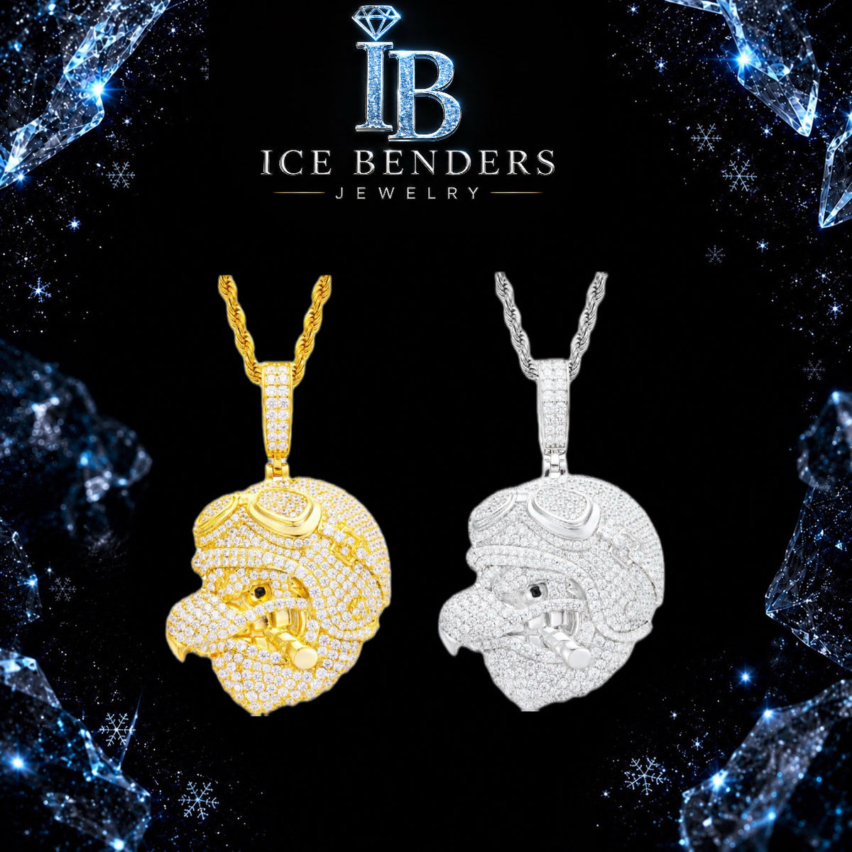 Iced Out Bald Eagle Ace Pilot Moissanite Pendant