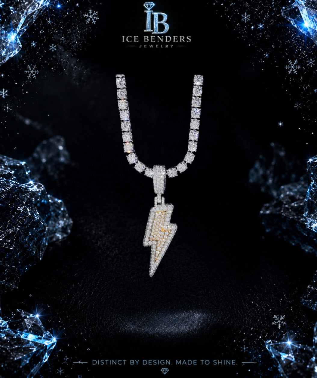 Iced Out Lightning Bolt Moissanite Pendant