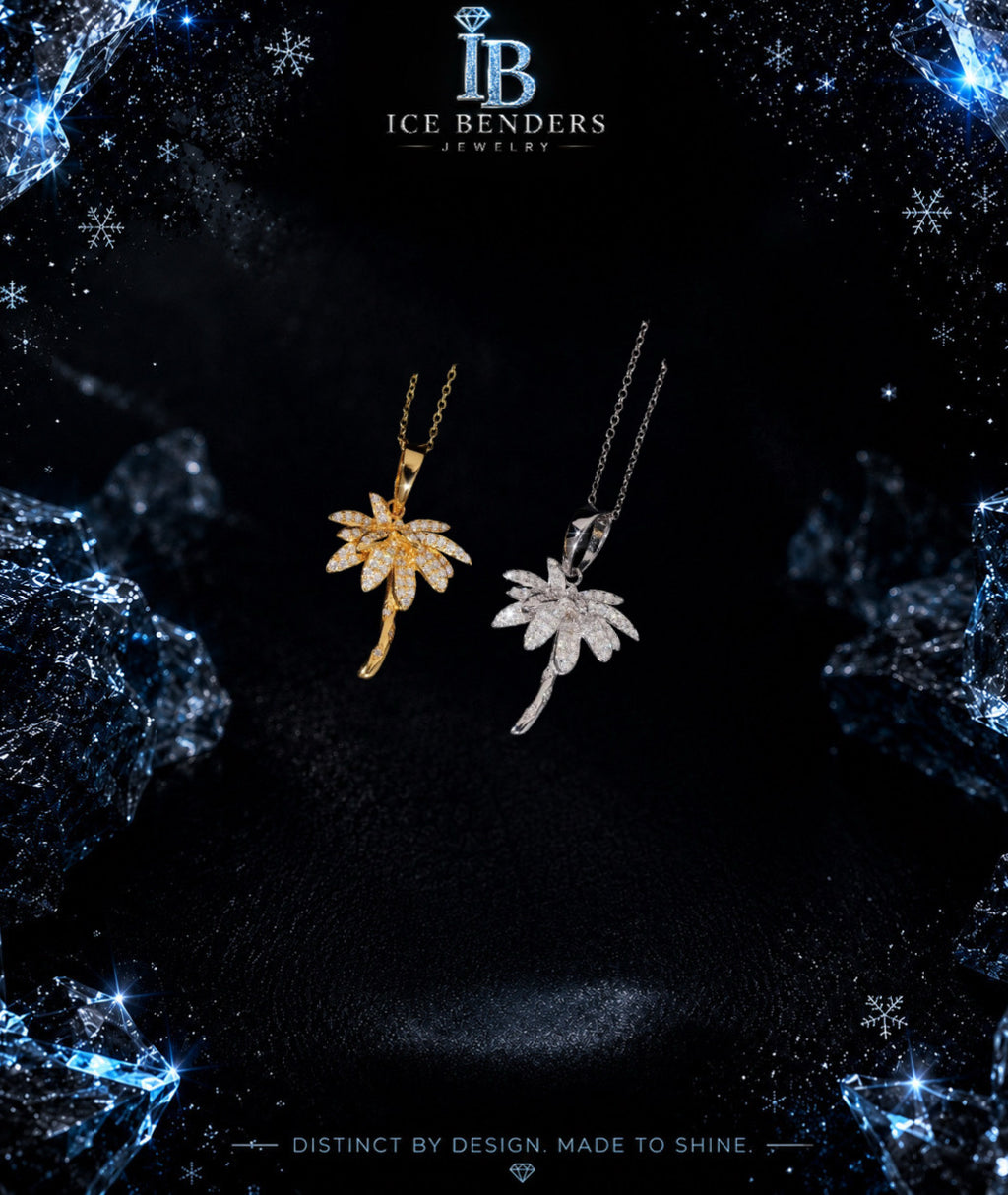 Tropical Coconut Tree Moissanite Pendant