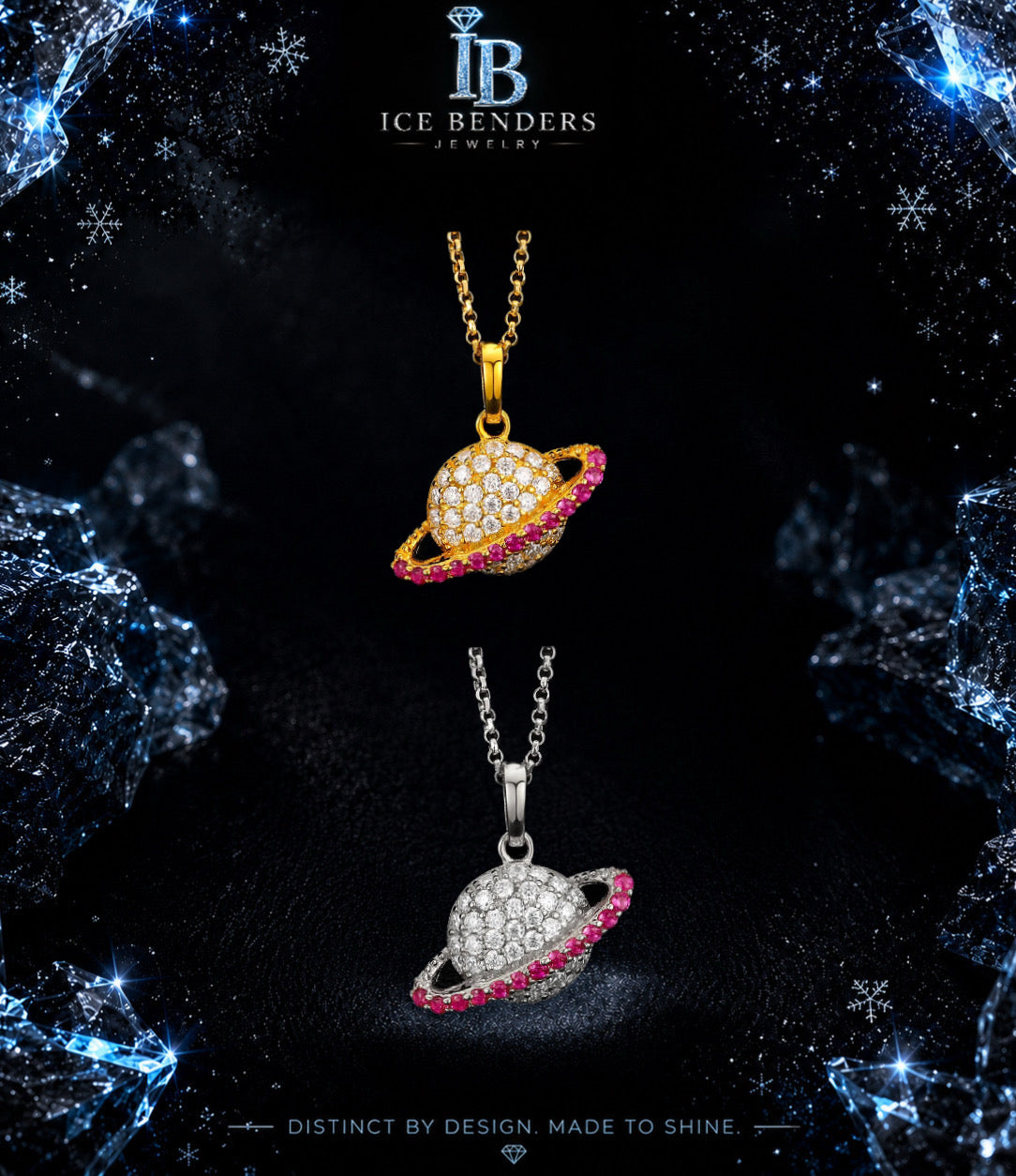 Iced Out Saturn Moissanite Pendant