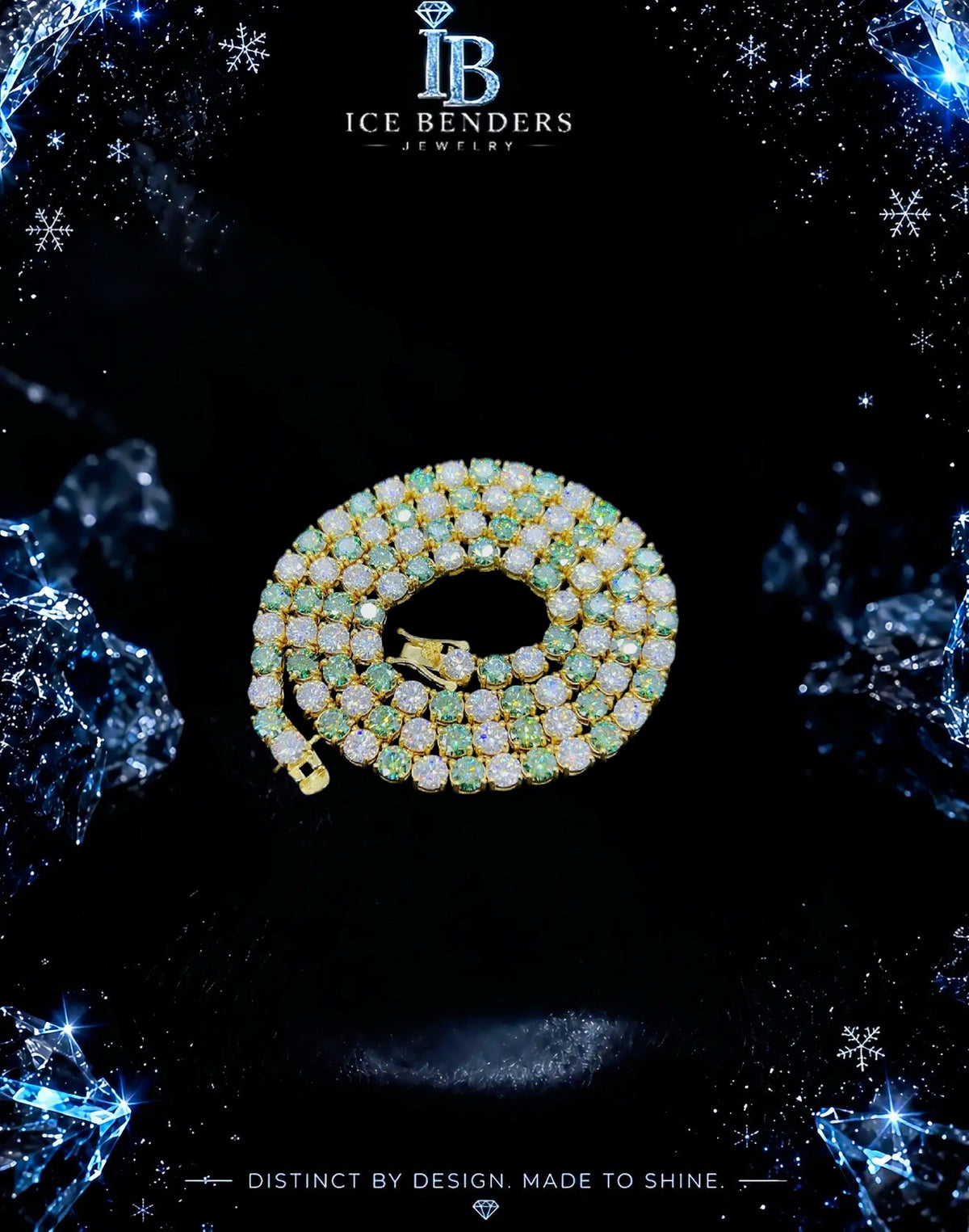 White Green Tennis Chain Necklace/bracelets 5mm