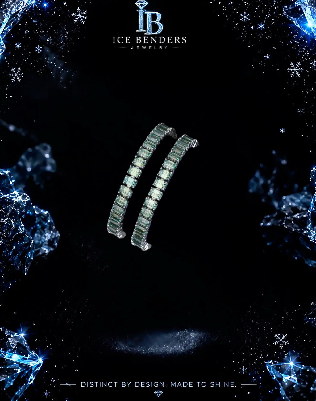 Emerald Cut Blue Green Moissanite Tennis Bracelet