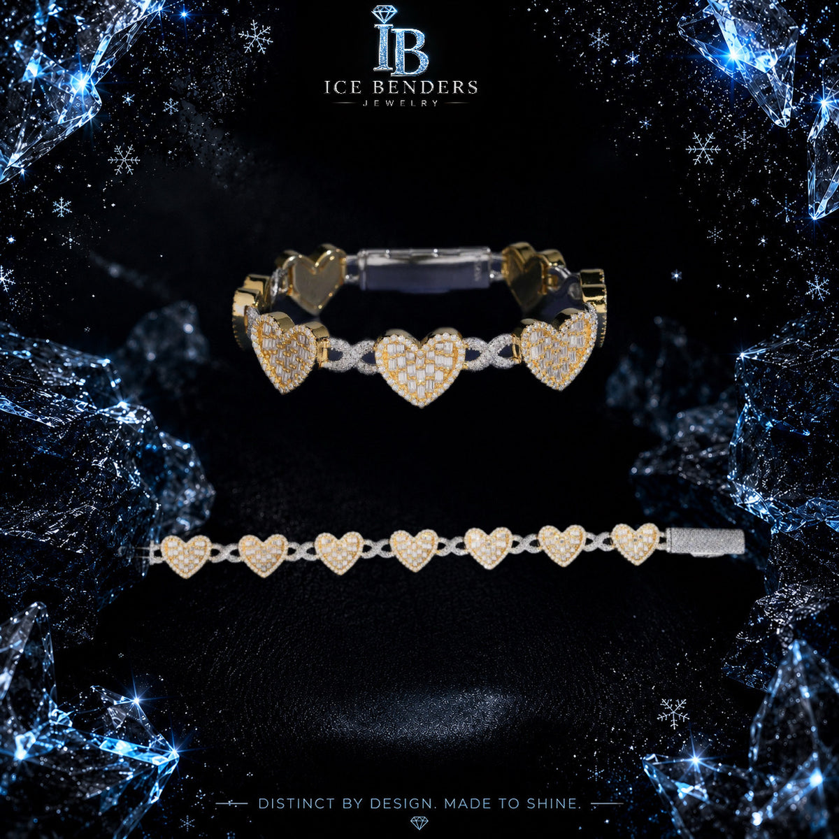 Iced Out Heart Shaped Infinity Link Bracelet