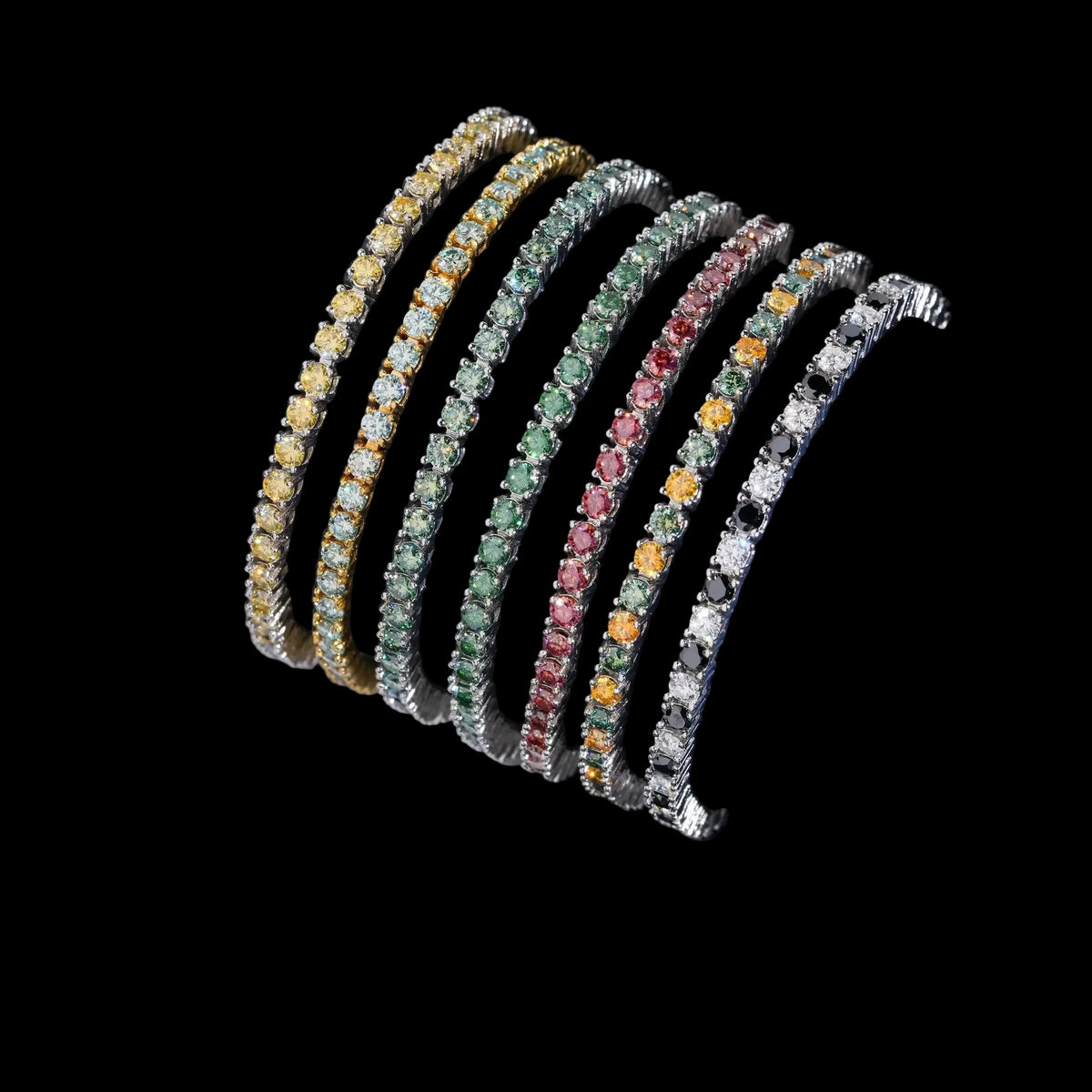 Unisex Iced Out 925 Sterling Silver 3mm Moissanite Tennis Bracelet
