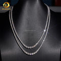 Unisex Iced Out 925 Sterling Silver Rhodium Plated VVS Moissanite Gradient Cluster Tennis Chain Necklace 2mm