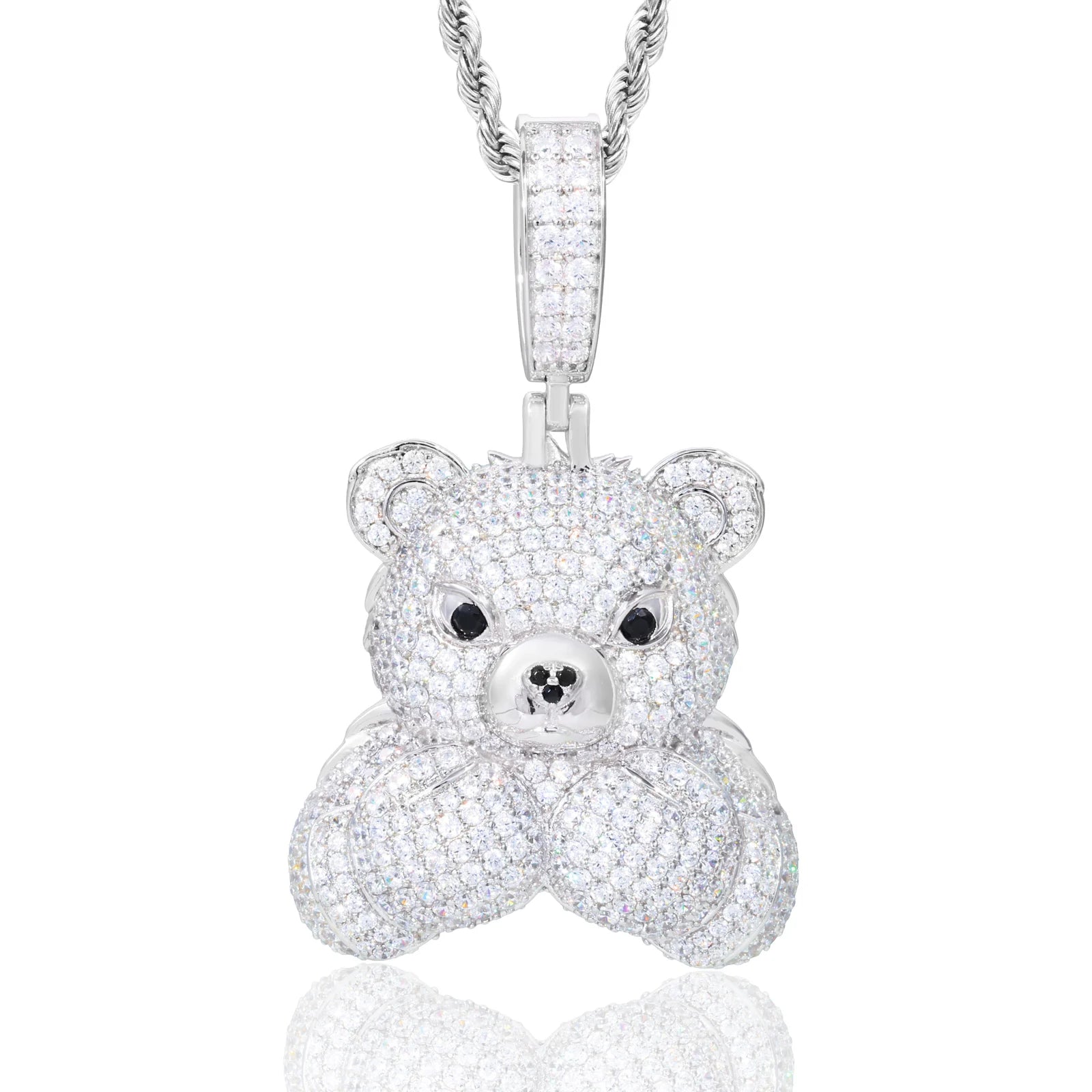 Men's 925 Sterling Silver VVS Moissanite Iced Out Boxing Teddy Bear Pendant TQP0882