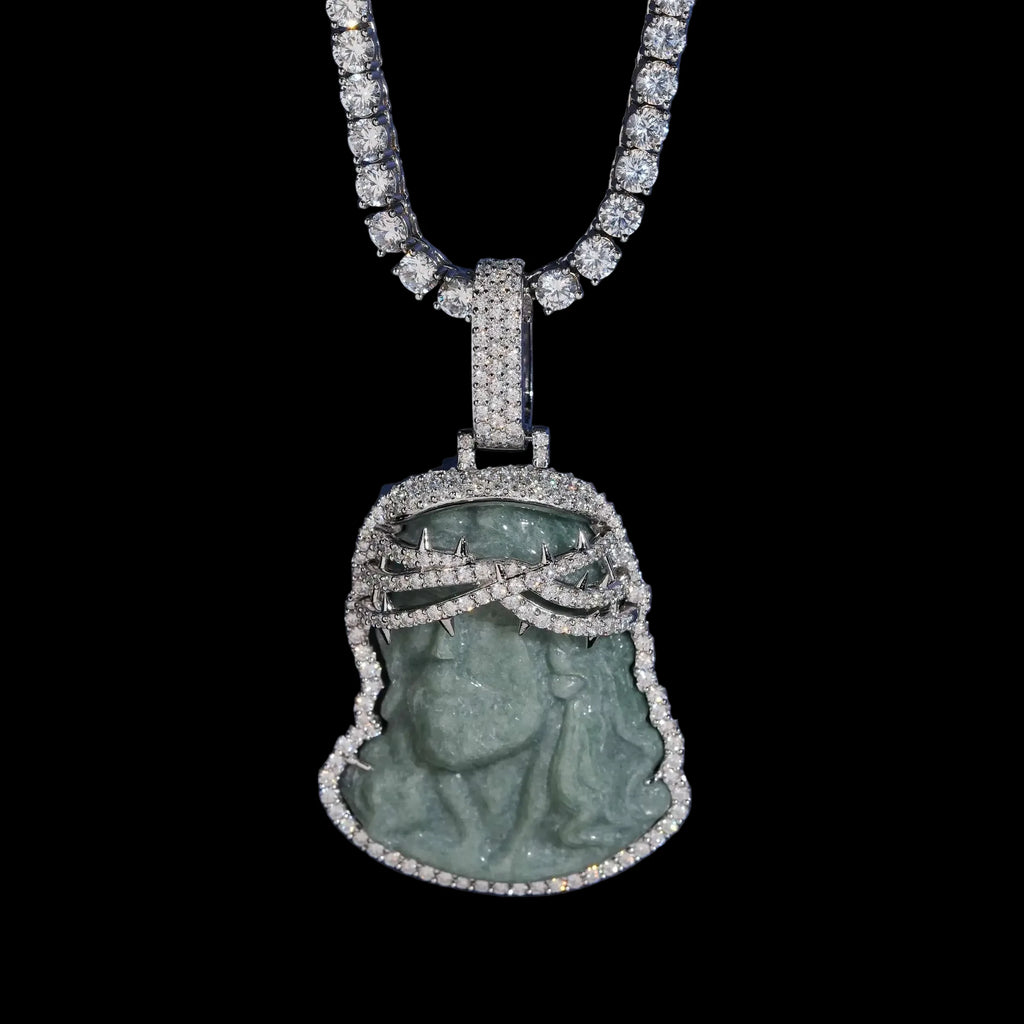 Unisex 925 Sterling Silver VVS Moissanite Jesus Head Iced Out Pendant BP4743