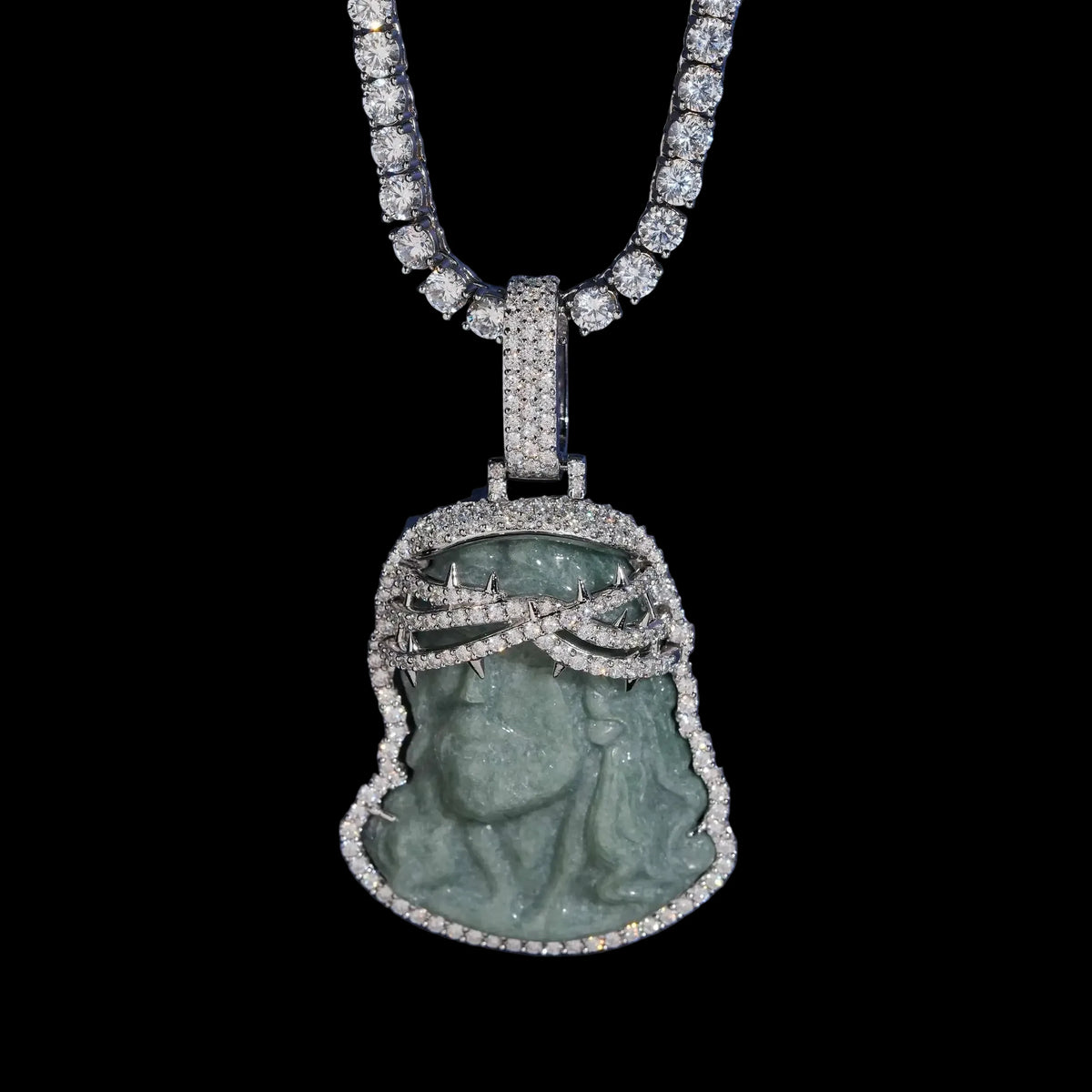 Unisex 925 Sterling Silver VVS Moissanite Jesus Head Iced Out Pendant BP4743