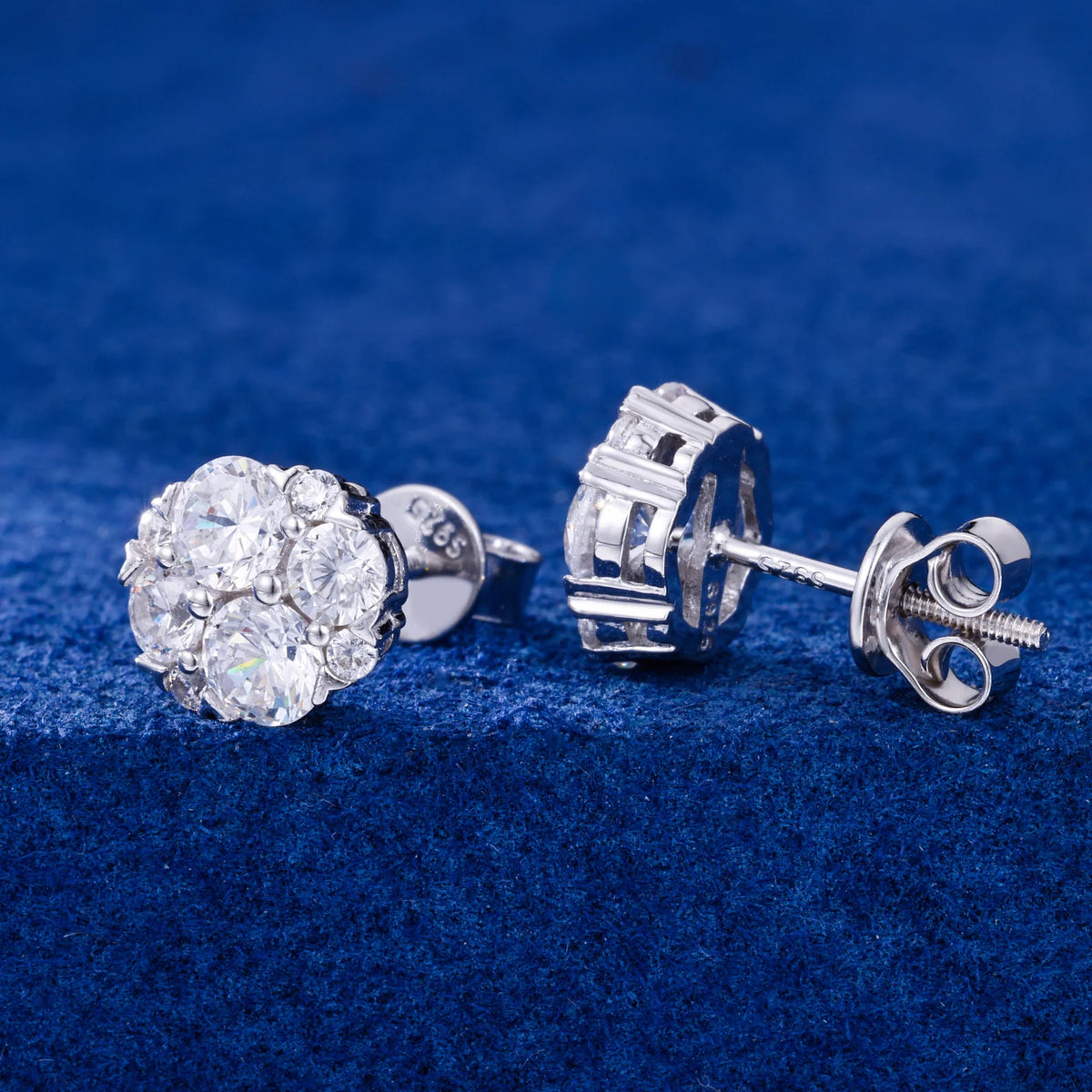Unisex Geometric VVS Moissanite Stud Earrings 925 Sterling Silver