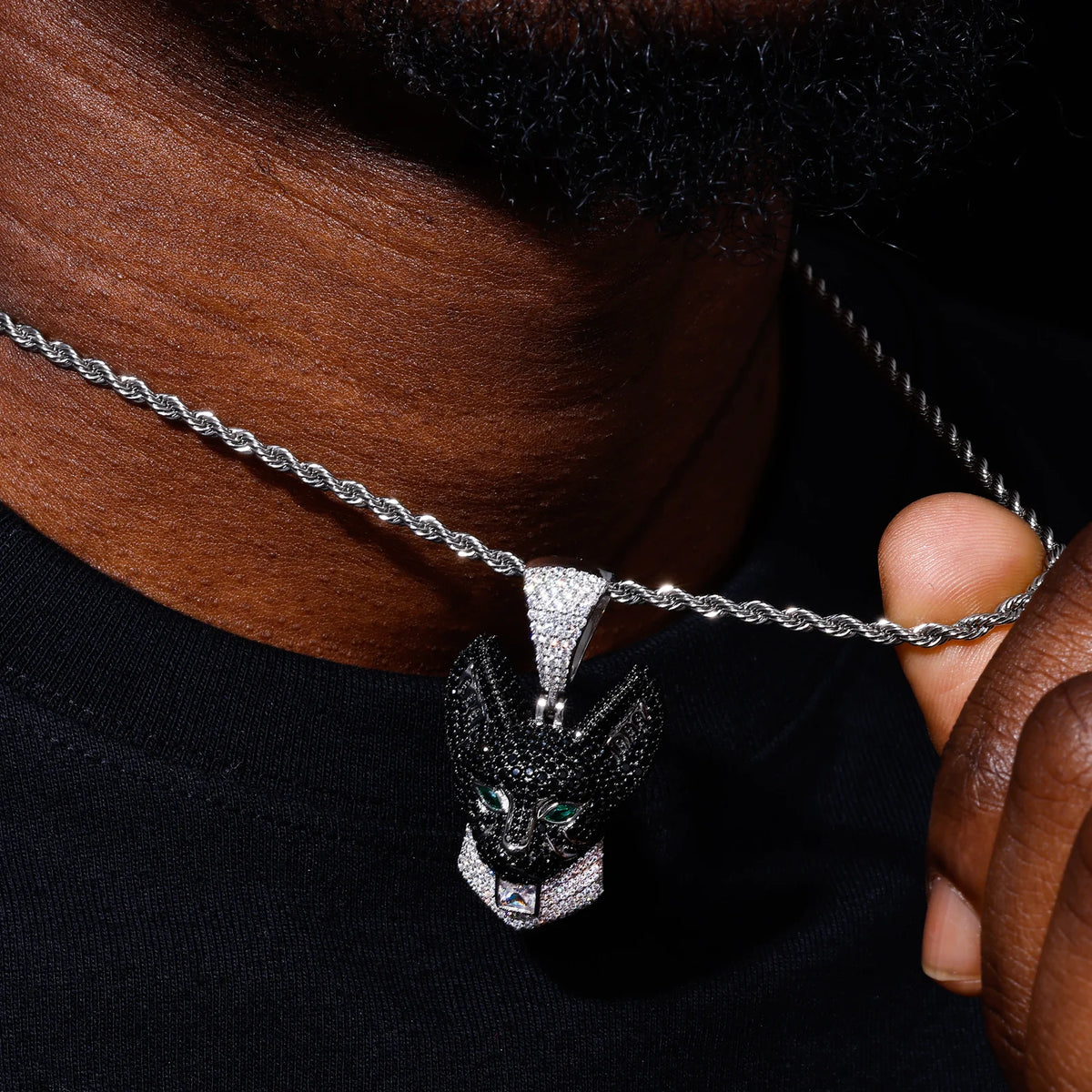 Unisex 925 Sterling Silver VVS Moissanite Ancient Egyptian Bastet Cat God Iced Out Pendant TQP0816