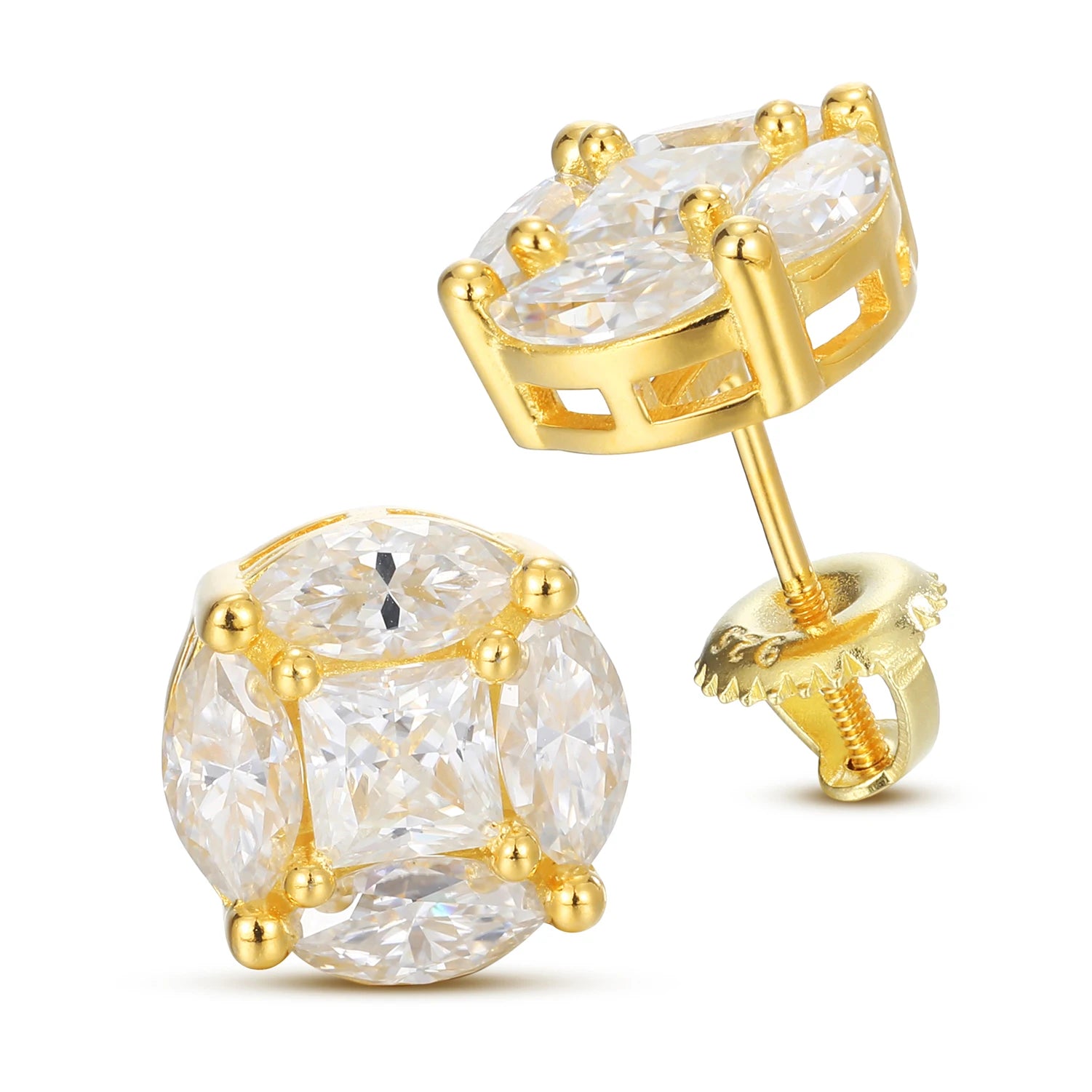 Moissanite Stud Earrings 925 Sterling Silver Princess Cut