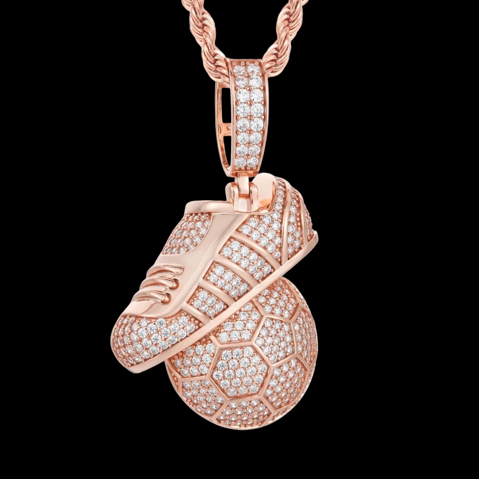Unisex 925 Sterling Silver VVS Moissanite Iced Out Soccer Shoe Pendant TQP1078