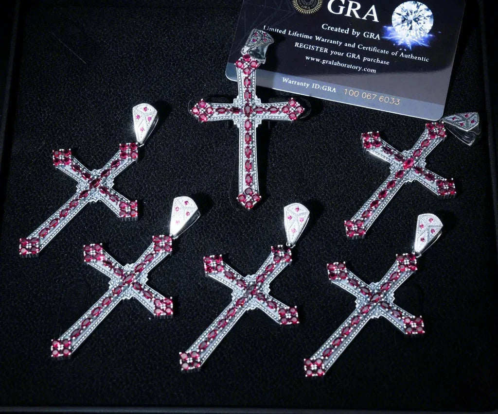 Unisex 925 Sterling Silver VVS Moissanite Hip Hop Cross Iced Out Pendant