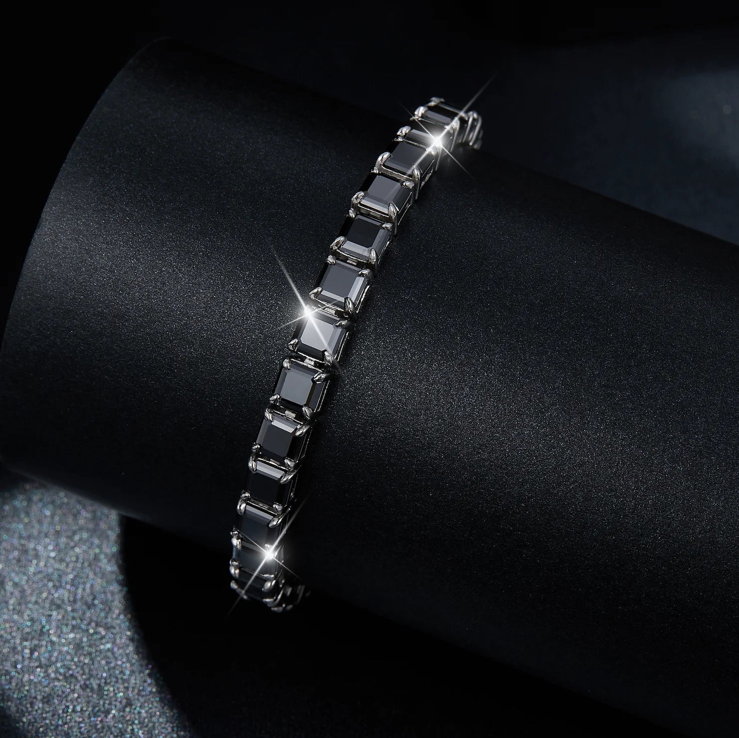 Men's 5.5mm Asscher Cut VVS Moissanite Tennis Bracelet 925 Sterling Silver