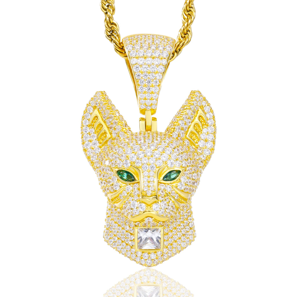 Unisex 925 Sterling Silver VVS Moissanite Ancient Egyptian Bastet Cat God Iced Out Pendant TQP0816