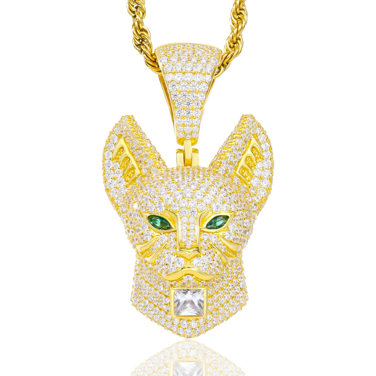Unisex 925 Sterling Silver VVS Moissanite Ancient Egyptian Bastet Cat God Iced Out Pendant TQP0816