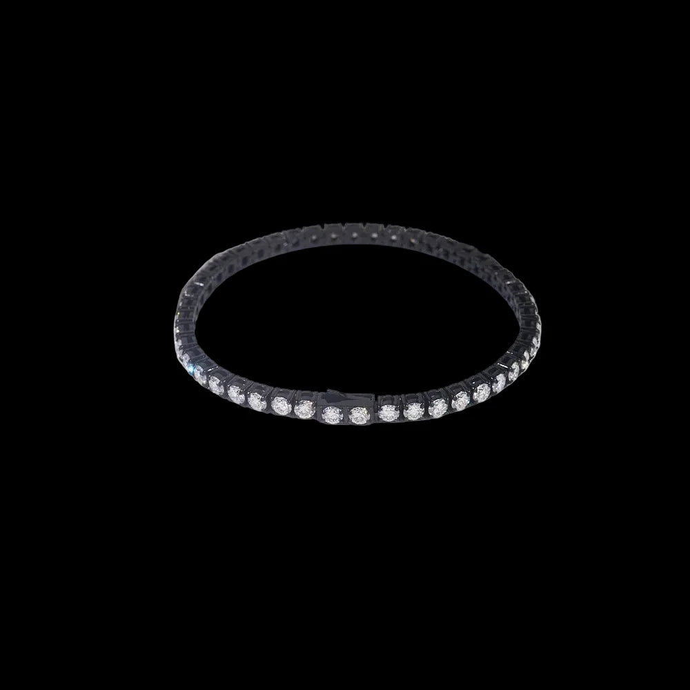 Unisex Iced Out 316L Stainless Steel Rhodium Plated VVS Moissanite Round Brilliant Cut Tennis Chain Necklace & Bracelet 5mm