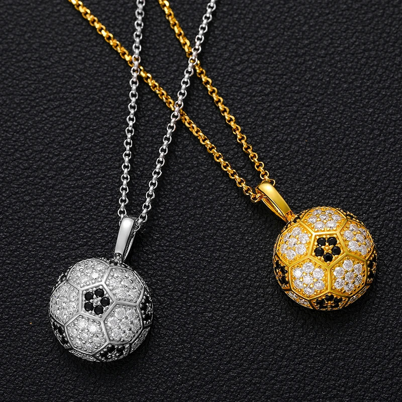 Unisex Iced Out Football Pendant 925 Sterling Silver VVS Moissanite TQP0028