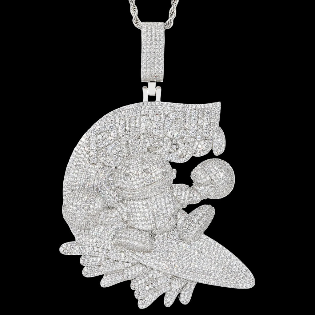 Unisex Iced Out Skeleton Pendant 925 Sterling Silver VVS Moissanite TQP0924