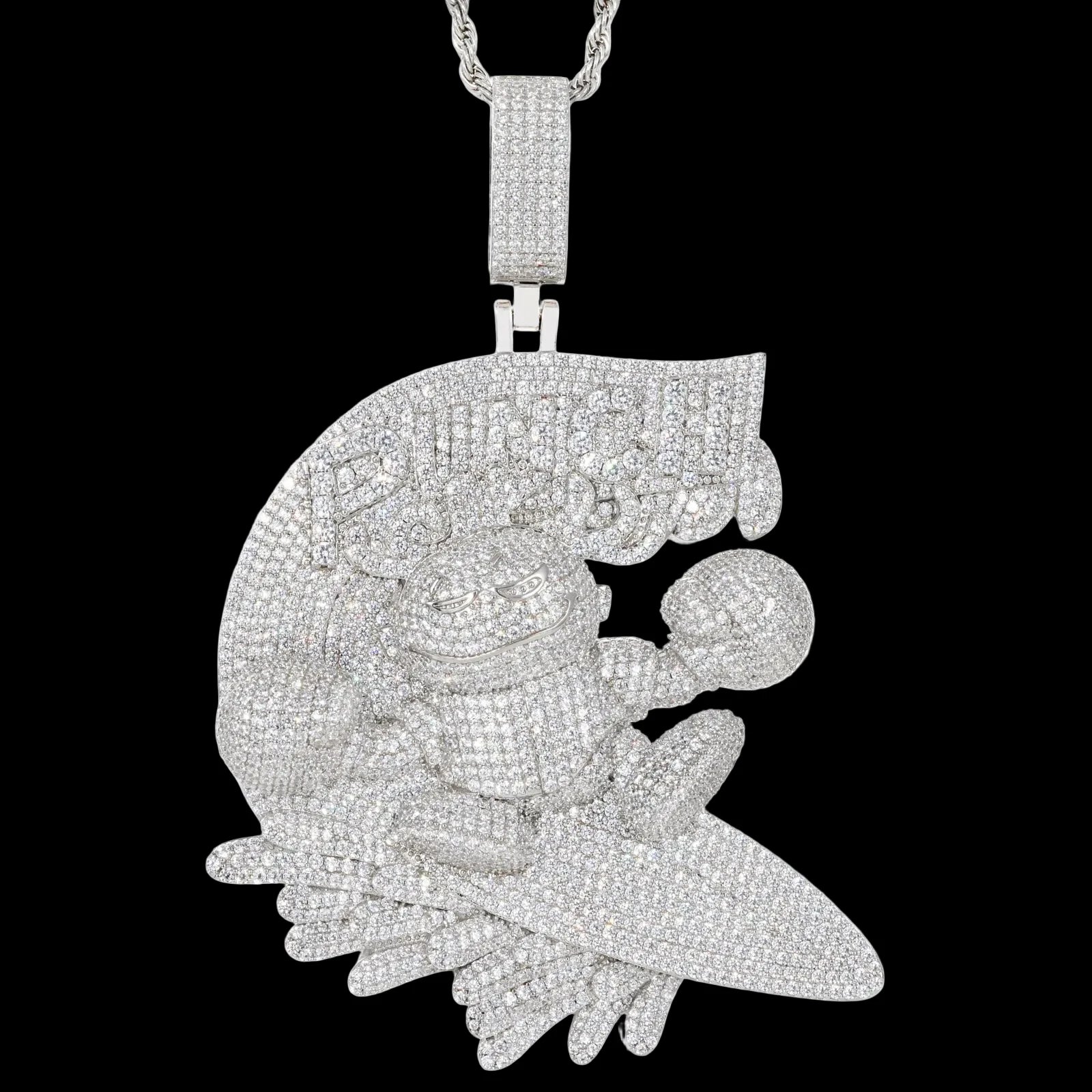 Unisex Iced Out Skeleton Pendant 925 Sterling Silver VVS Moissanite TQP0924