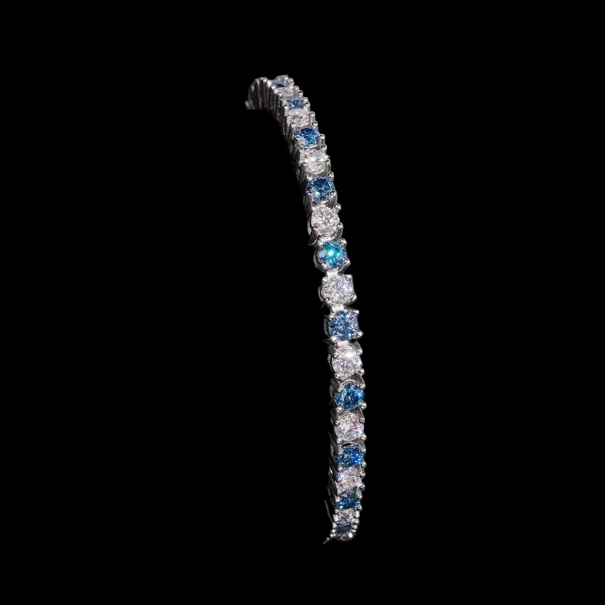 Unisex 3mm Round Brilliant Cut VVS Moissanite Tennis Bracelet 925 Sterling Silver