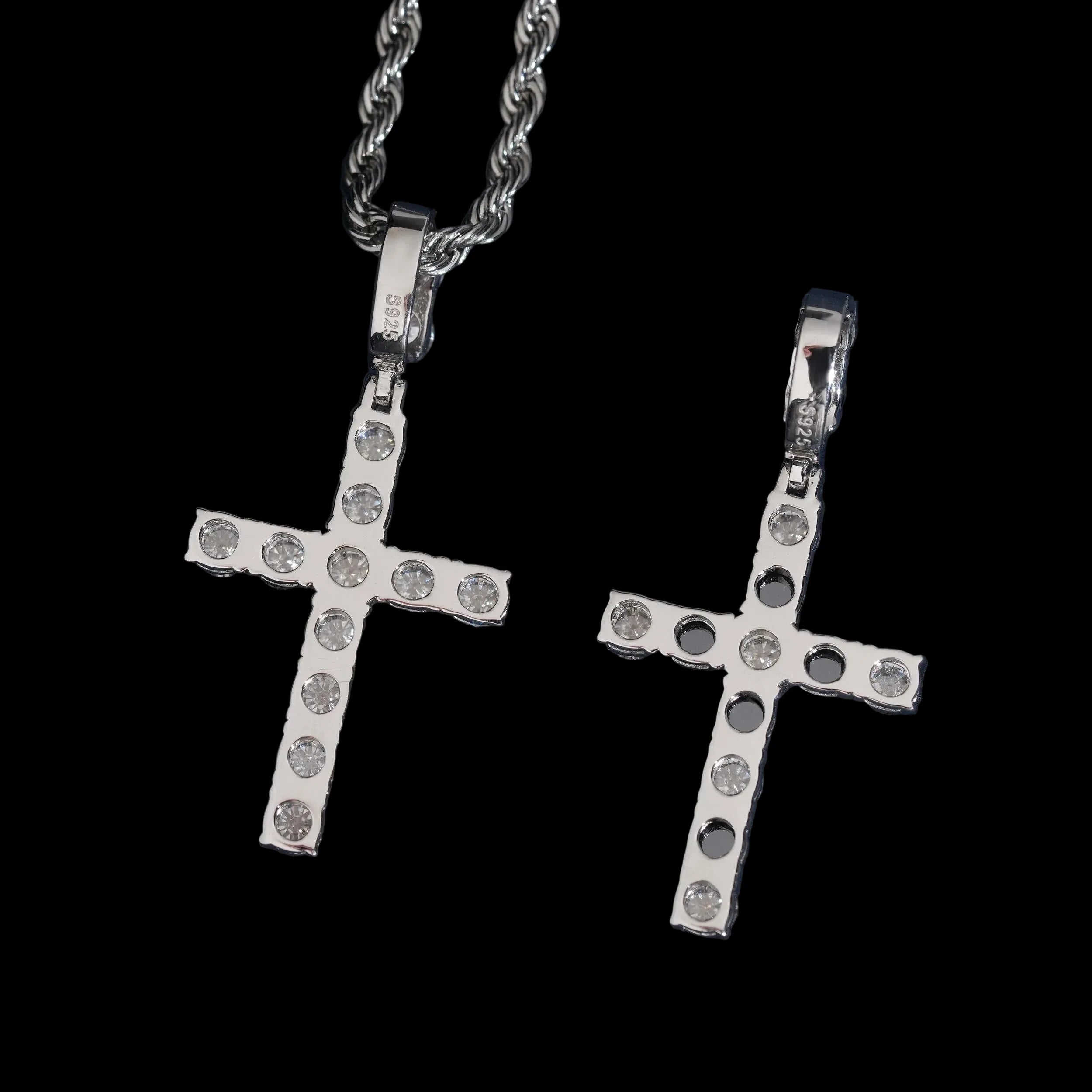 Unisex Inverted Cross Pendant 925 Sterling Silver VVS Moissanite Iced Out XP2038
