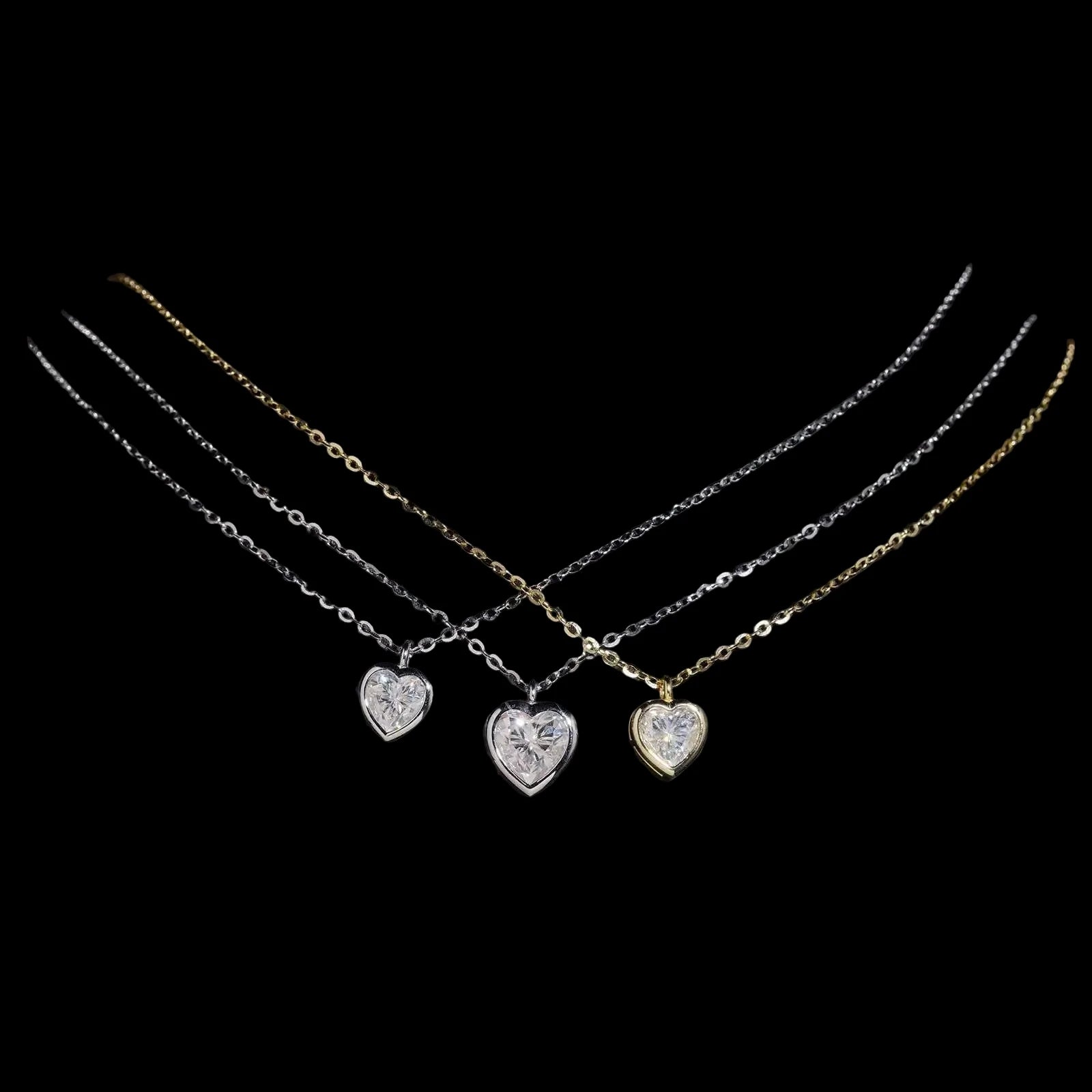 Women's Heart Shape Moissanite Pendant Necklace 925 Sterling Silver