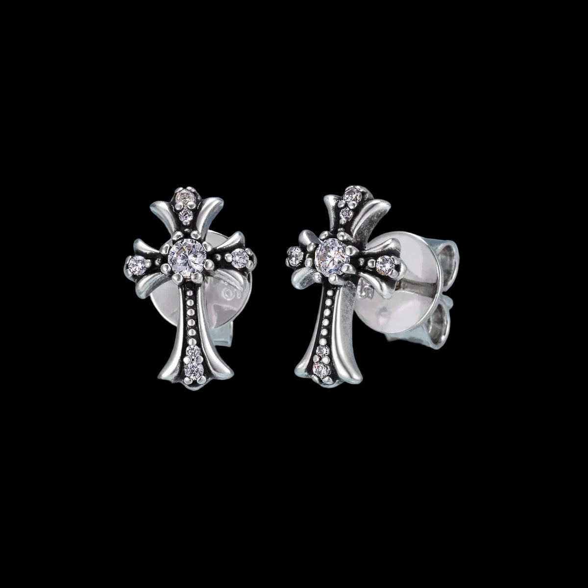 Unisex Cross Moissanite Stud Earrings 925 Sterling Silver