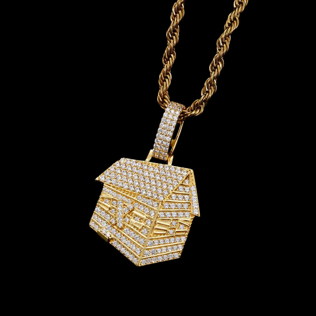 Unisex Iced Out Trap House Pendant 925 Sterling Silver VVS Moissanite TQP1111
