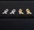 Unisex Iced Out 925 Sterling Silver VVS Moissanite Round Brilliant Cut Cross Screw Back Stud Earrings