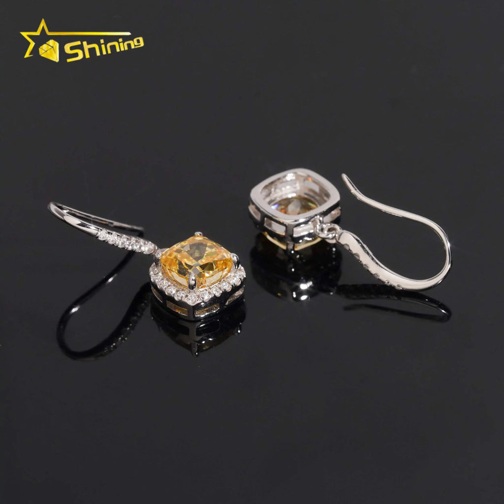 Women's 925 Sterling Silver Radiant Cut Lab Grown Moissanite Cluster Stud Earrings