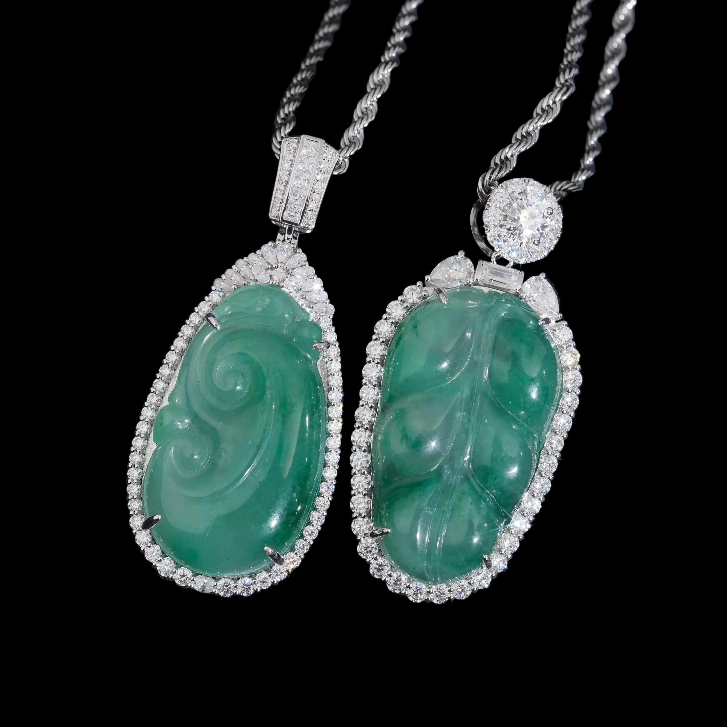 Unisex Iced Out Jade Pendant 925 Sterling Silver VVS Moissanite BP4812