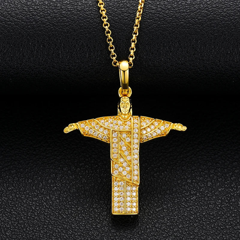 Unisex 925 Sterling Silver VVS Moissanite Iced Out Cross Pendant TQP0051