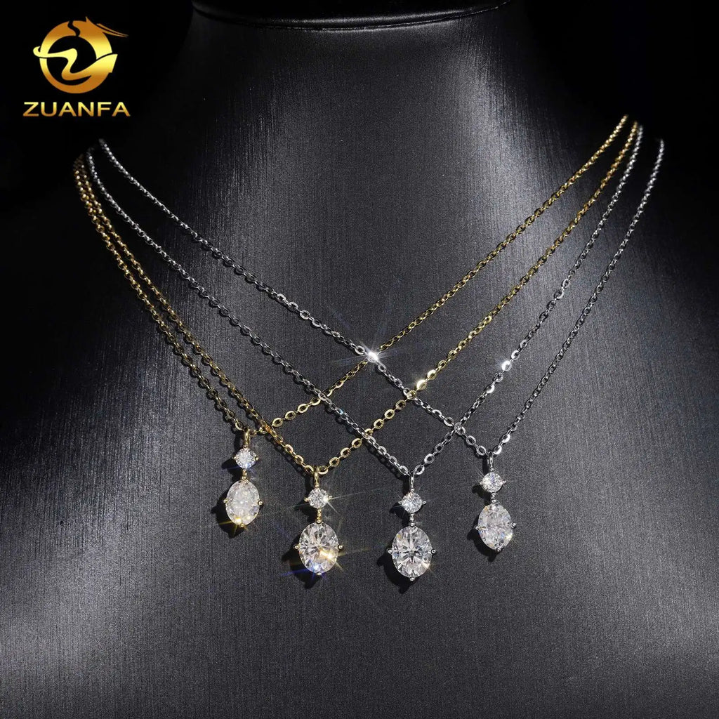 Oval Cut Moissanite Pendant Necklace 925 Sterling Silver