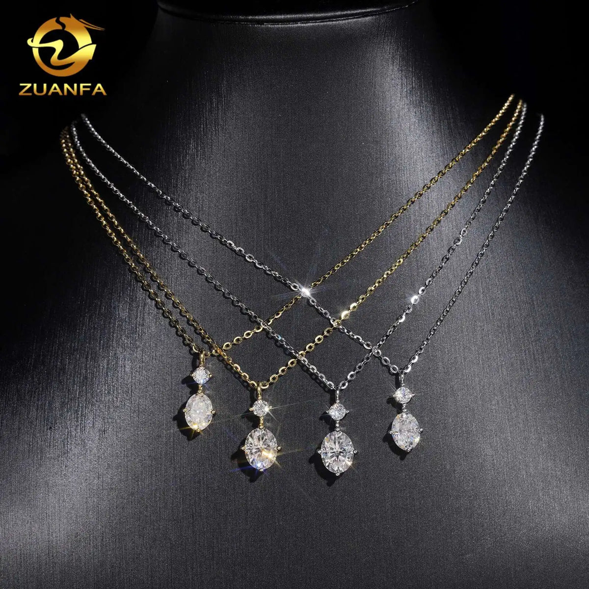Oval Cut Moissanite Pendant Necklace 925 Sterling Silver