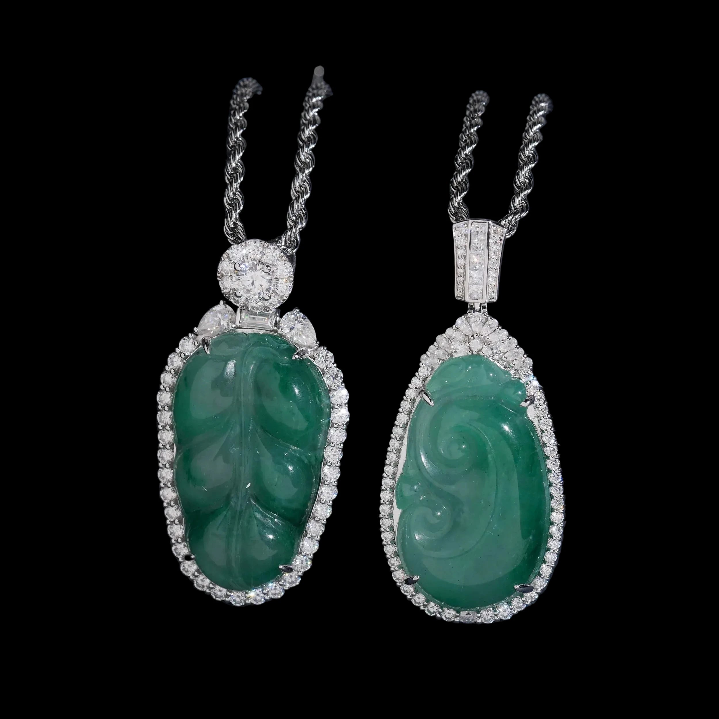 Unisex Iced Out Jade Pendant 925 Sterling Silver VVS Moissanite BP4812