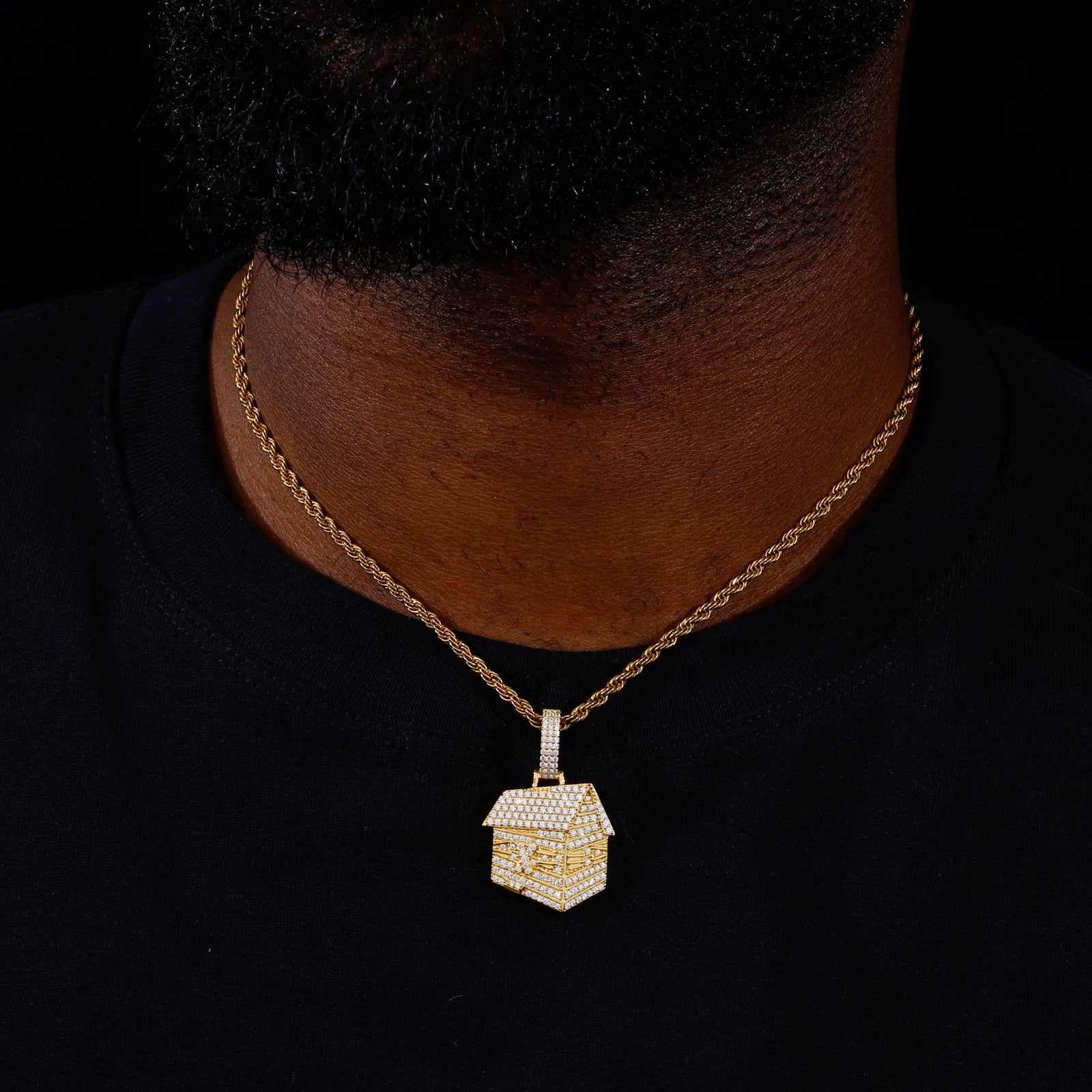 Unisex Iced Out Trap House Pendant 925 Sterling Silver VVS Moissanite TQP1111