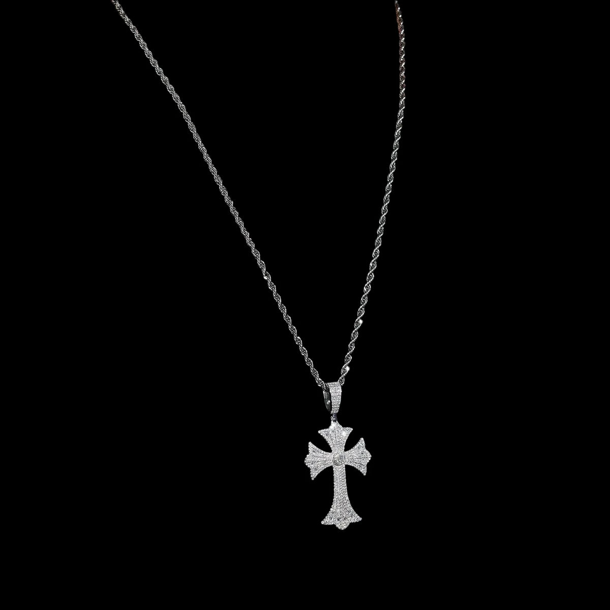 Unisex 925 Sterling Silver Moissanite Cross Iced Out Pendant YP0620