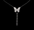 Women's Iced Out 925 Sterling Silver Butterfly Charm Moissanite Necklace