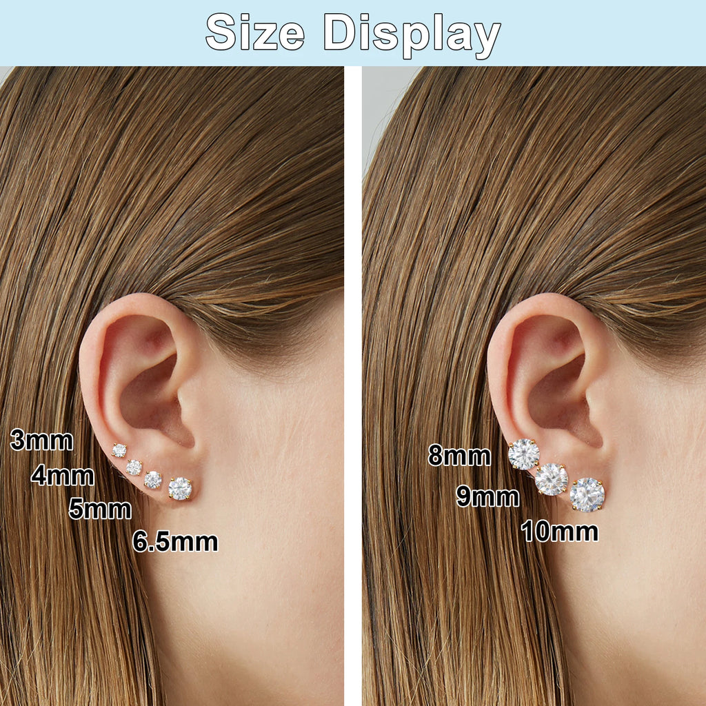Unisex Iced Out 925 Sterling Silver VVS Moissanite Round Brilliant Cut Stud Earrings
